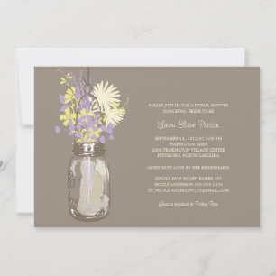 Bridal Shower Mason Jar and Wildflowers Invitation