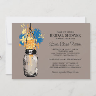 Bridal Shower Mason Jar and Wildflowers Invitation