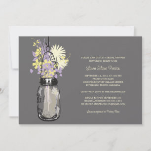 Bridal Shower Mason Jar and Wildflowers Invitation