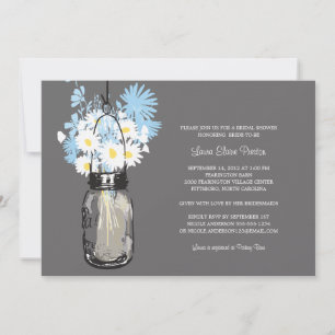 Bridal Shower Mason Jar and Wildflowers Invitation