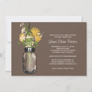 Bridal Shower Mason Jar and Wildflowers Invitation