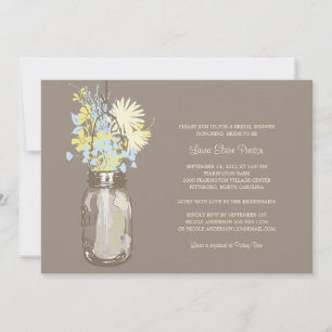 Bridal Shower Mason Jar and Wildflowers Invitation