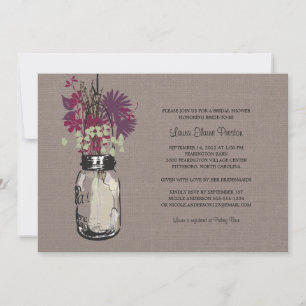 Bridal Shower Mason Jar and Wildflowers Invitation