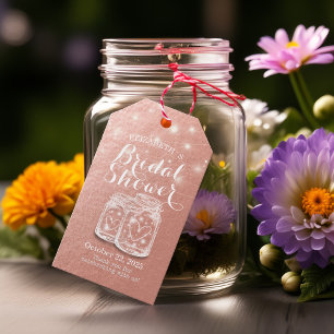 Bridal Shower Mason Jars String Lights Rose Gold Gift Tags
