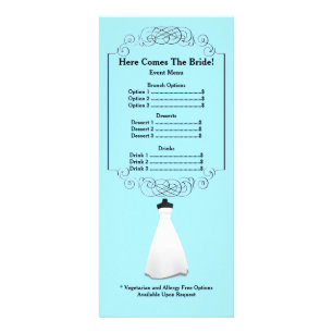 Bridal Shower Menu Rackcard