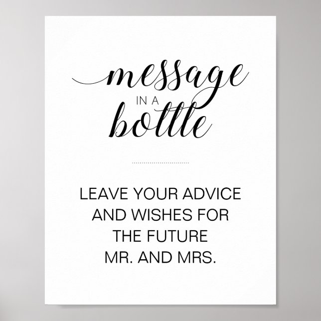 Bridal Shower Message In A Bottle Advice Sign (Front)