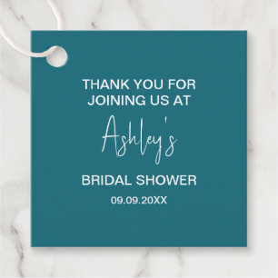 Bridal Shower Mid-Century Modern Faded Blue Gold Favour Tags