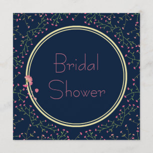Bridal Shower   Midnight Blue Wildflower Wreath Invitation