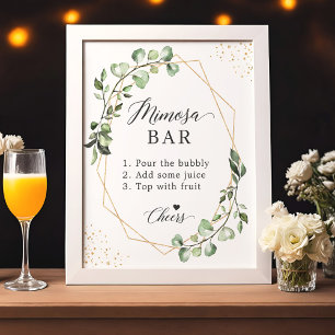 Bridal Shower Mimosa Bar Sign Geometric Eucalyptus
