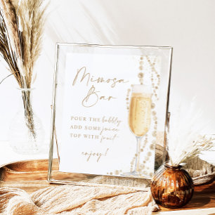 Bridal Shower Mimosa Bar Sign, Pearls & Prosecco Poster