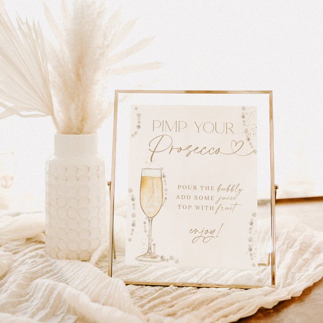 Bridal Shower Mimosa Bar Sign, Pearls & Prosecco Poster (Creator Uploaded)