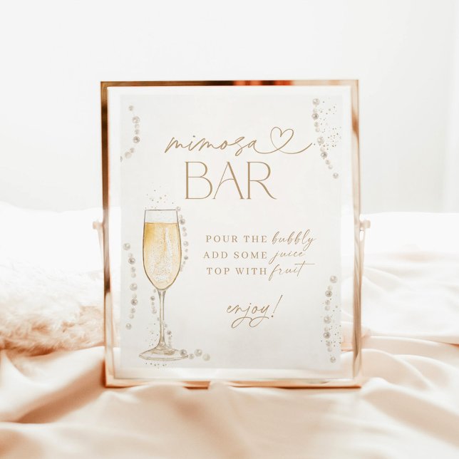 Bridal Shower Mimosa Bar Sign, Pearls & Prosecco Poster (Creator Uploaded)
