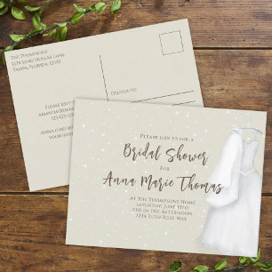 Bridal Shower Minimalist Simple Wedding Dress  Postcard