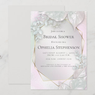 BRIDAL SHOWER Misty Pink Pearl Shimmer Invitation