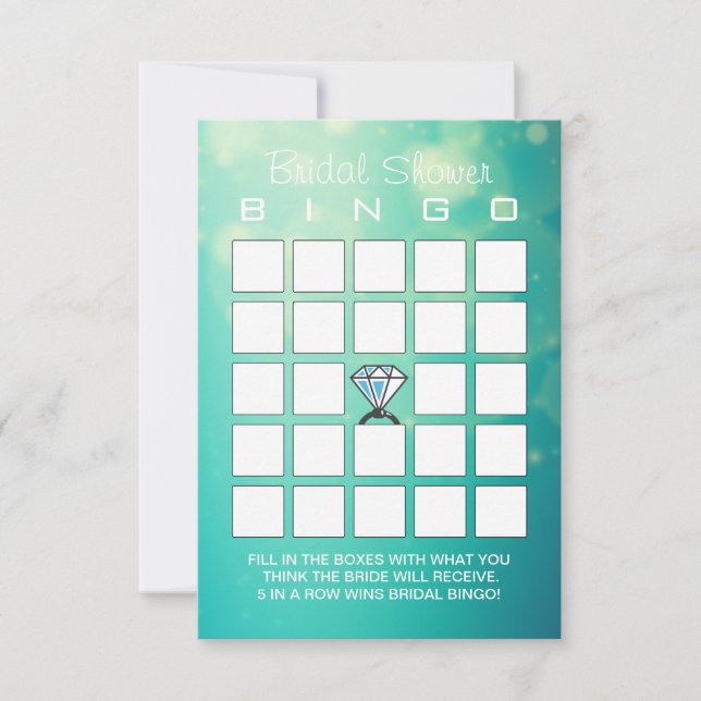 Bridal Shower Modern Diamond Ring Bingo Cards (Front)
