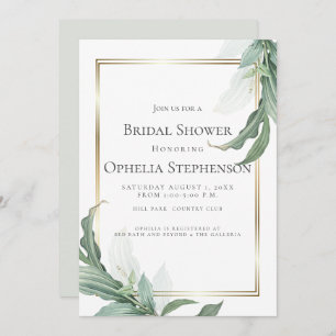 BRIDAL SHOWER   Modern Elegant Tropical Leaves Invitation