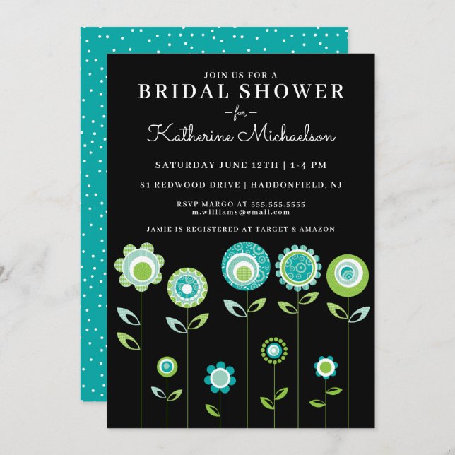 BRIDAL SHOWER | Modern Flower Garden Invitation (Front/Back)
