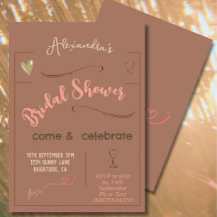 Bridal Shower Modern Hand Written Heart  Invitation