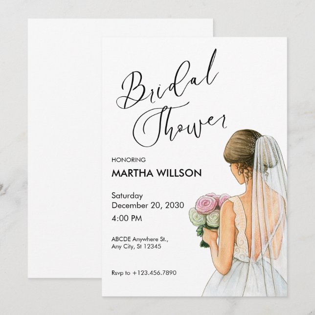 Bridal Shower modern minimalist Invitation (Front/Back)