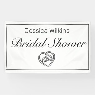 Bridal Shower Modern Minimalist White Black Banner