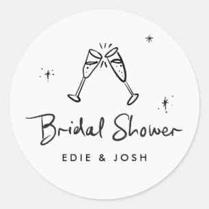 Bridal shower modern natural elegant handwritten classic round sticker