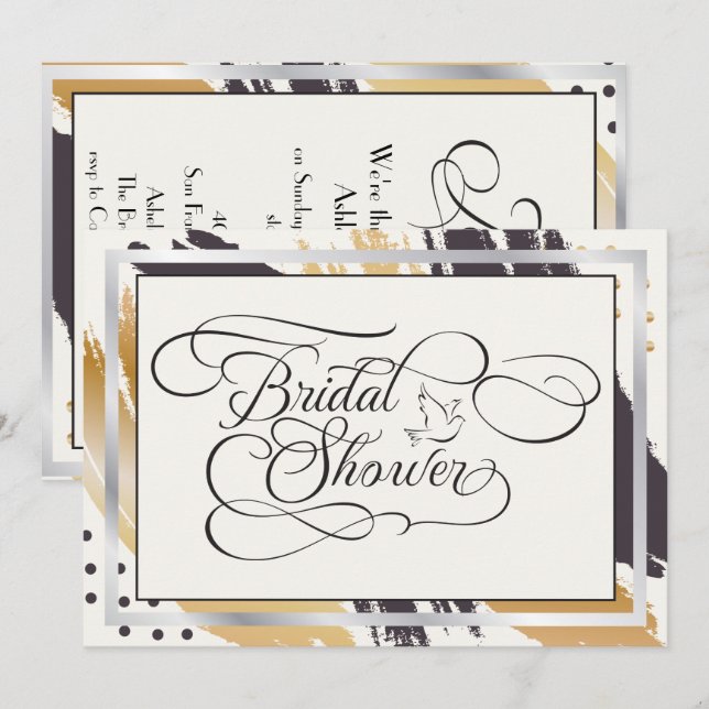 Bridal Shower | Modern Paint Strokes  Typography Invitation (Front/Back)