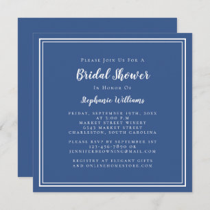 Bridal Shower Modern Square Elegant Classic Navy Invitation