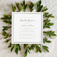 Bridal Shower Modern Square Elegant Sage Green