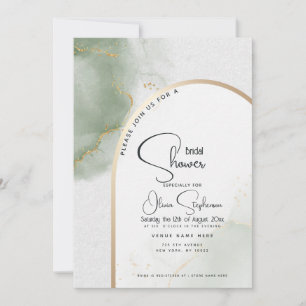 Bridal Shower Muted Sage Abstract Marble Invitation