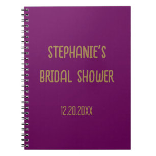Bridal Shower Name Purple Gold Wedding Guest Notebook