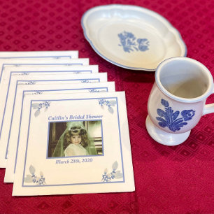 Bridal Shower Napkin - Blue Theme with Photo