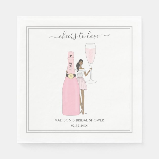 Bridal Shower Napkin - Bubbly Rose (Front)