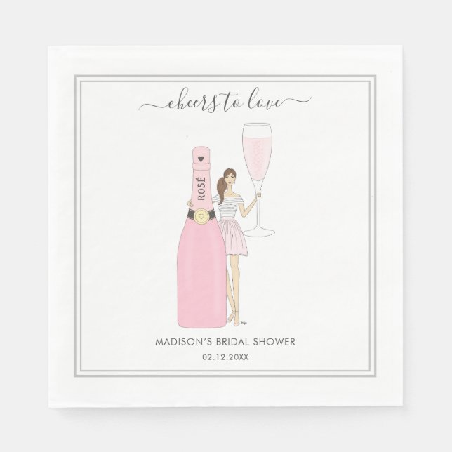 Bridal Shower Napkin - Bubbly Rose (Front)
