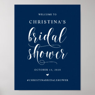 Bridal Shower, Navy Blue Modern wedding font Poster