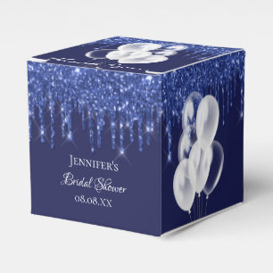 Bridal Shower navy blue white balloons thank you Favour Box