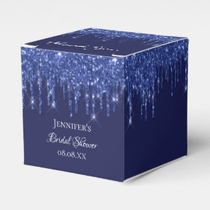 Bridal Shower navy blue white glitter thank you Favour Box