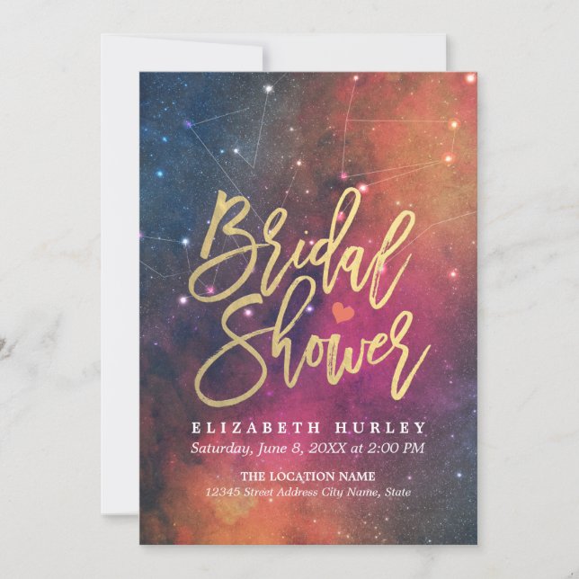 Bridal Shower Night Star Sky Galaxy Constellations Invitation (Front)