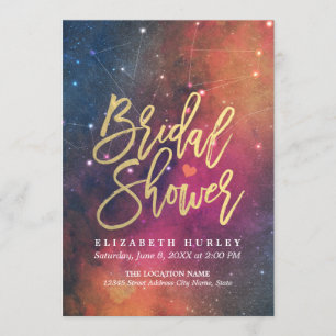 Bridal Shower Night Star Sky Galaxy Constellations Invitation