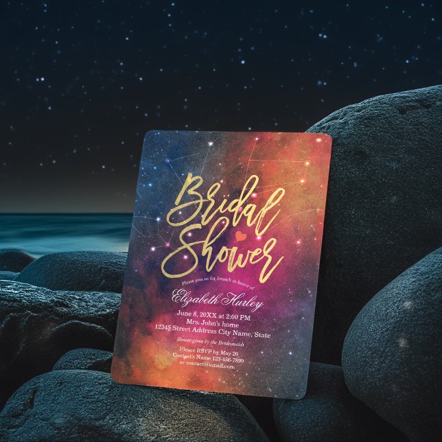 Bridal Shower Night Star Sky Galaxy Constellations Invitation (Creator Uploaded)
