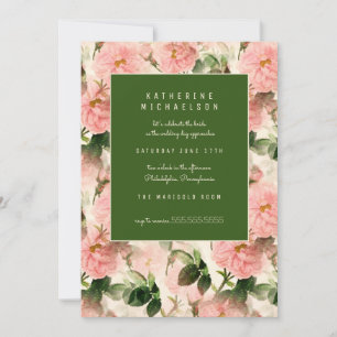 BRIDAL SHOWER Old Fashioned Cabbage Roses Invitation