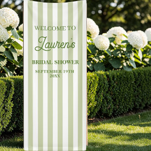 Bridal Shower Olive Green Striped Welcome Banner