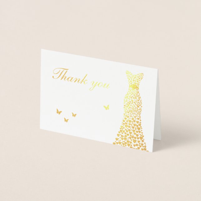 Bridal Shower or Wedding Dress Thank you  Foil Card (Front)