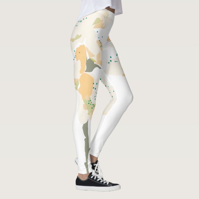 bridal shower, orange botanical floral flower leggings (Right)