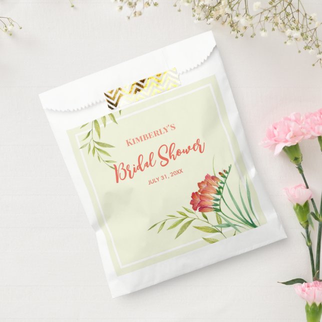 Bridal Shower Orange Crocosmia Watercolor Painting Favour Bags (Sealed)