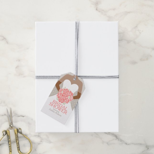 Bridal shower orange rehearsal wedding gift tag (With Twine)