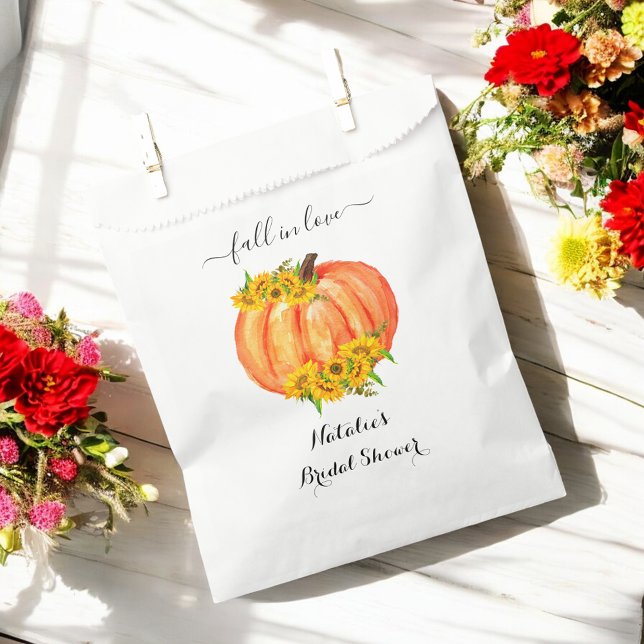 Bridal Shower Orange White Fall Pumpkin Favour Bags (Creator Uploaded)