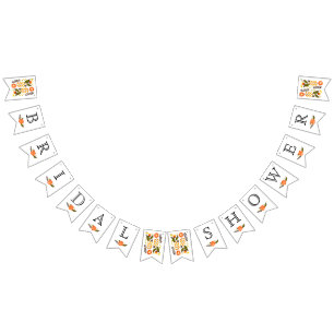 Bridal shower orange yellow flowers wedding floral bunting 