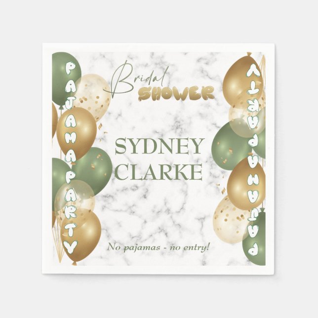 Bridal Shower. Pajama party Napkin (Front)