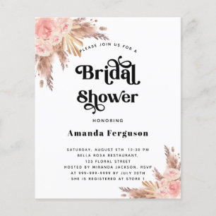 Bridal Shower pampas grass blush pink budget Flyer
