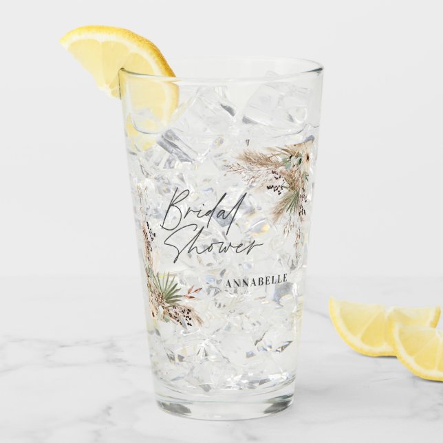 Bridal shower pampas grass floral modern elegant glass (Front Ice)